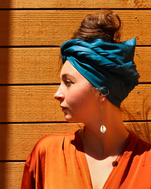 Foulard-Turban Vibrate Higher Bleu Pétrole