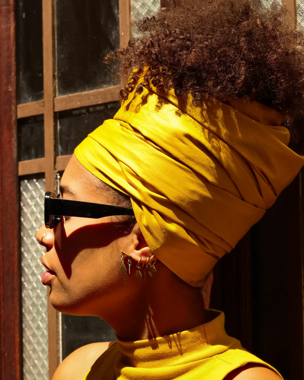 Foulard-Turban Vibrate Higher jaune-SOLD OUT – Image 2