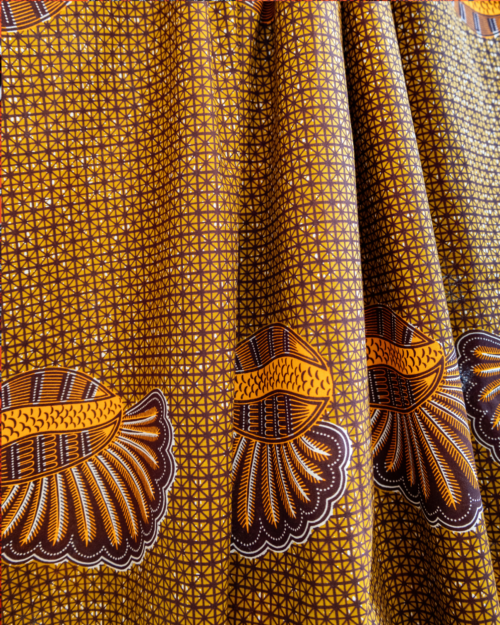Tissu au yard Kwadusa moutarde